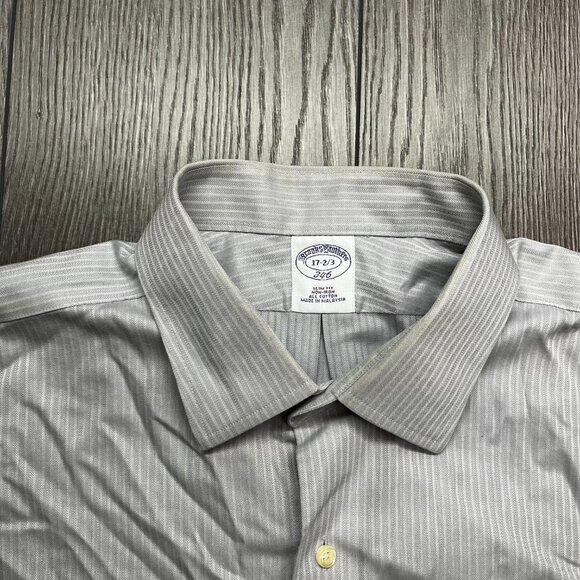 Brooks Brothers 346 Dress Shirt Button Grey‎ 17-2/3 Preppy Business XL - Picture 4 of 10